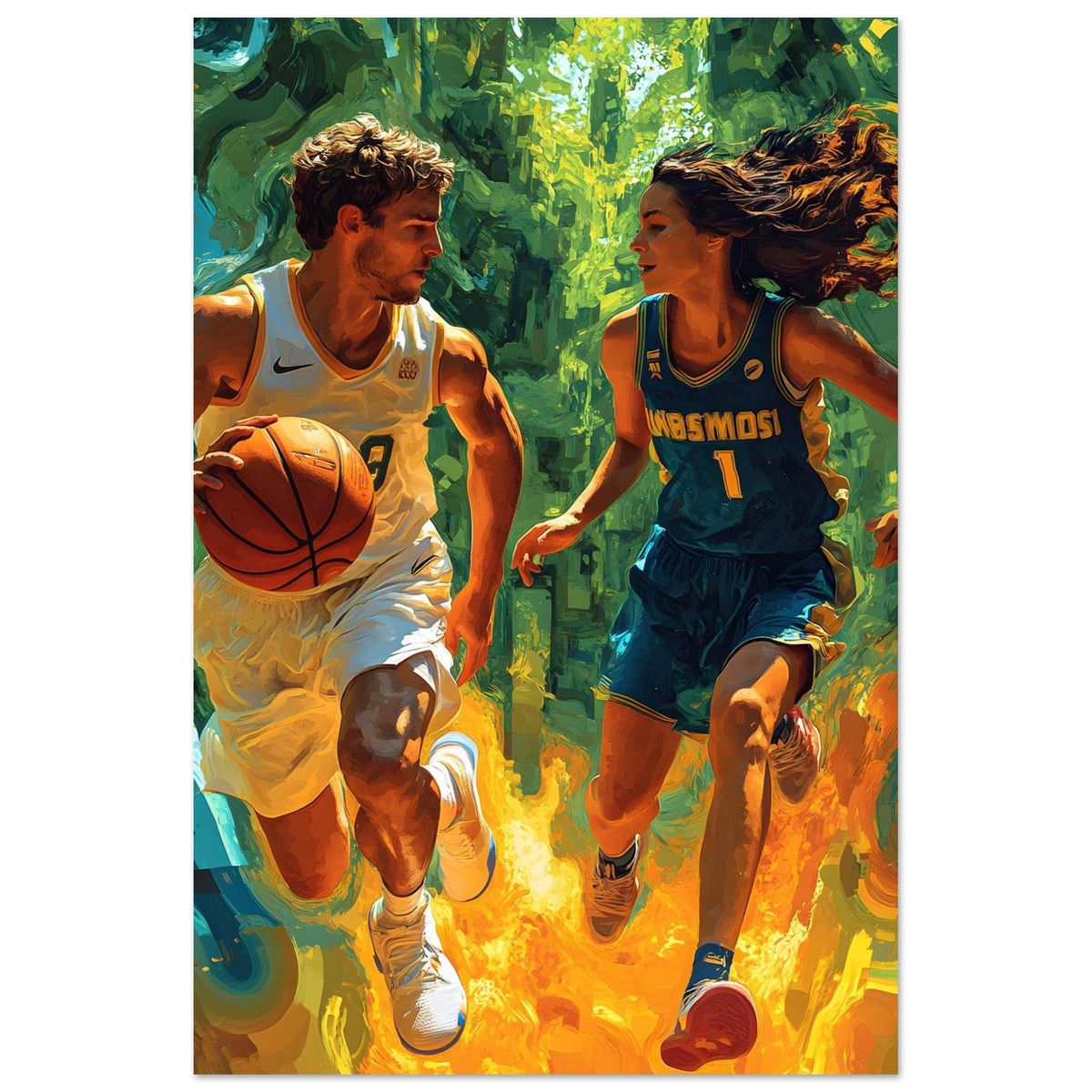 Eye to Eye — limited-edition basketball player art print, Portraits series by Alleyoop Arts