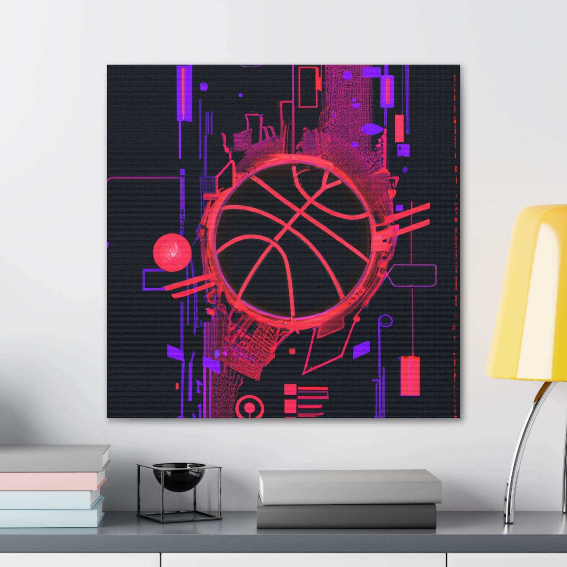 High-Tech Hoops: Basketball Canvas Print - Canvas - Basketball Art 