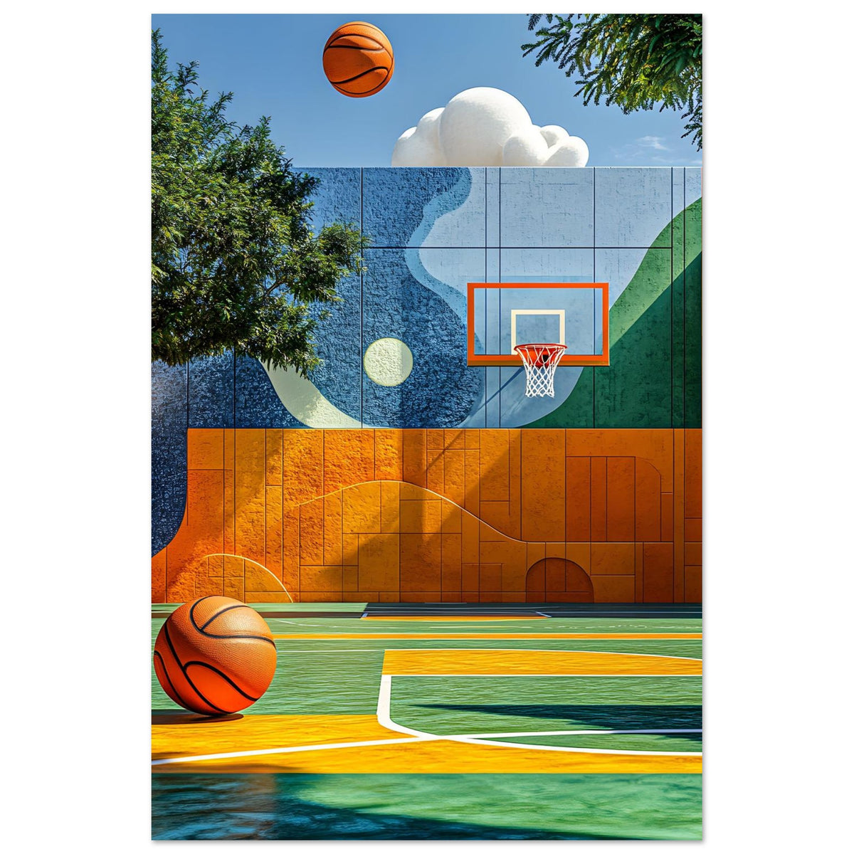 Bird's Eye Court — limited-edition overhead basketball court art print, The Court series by Alleyoop Arts