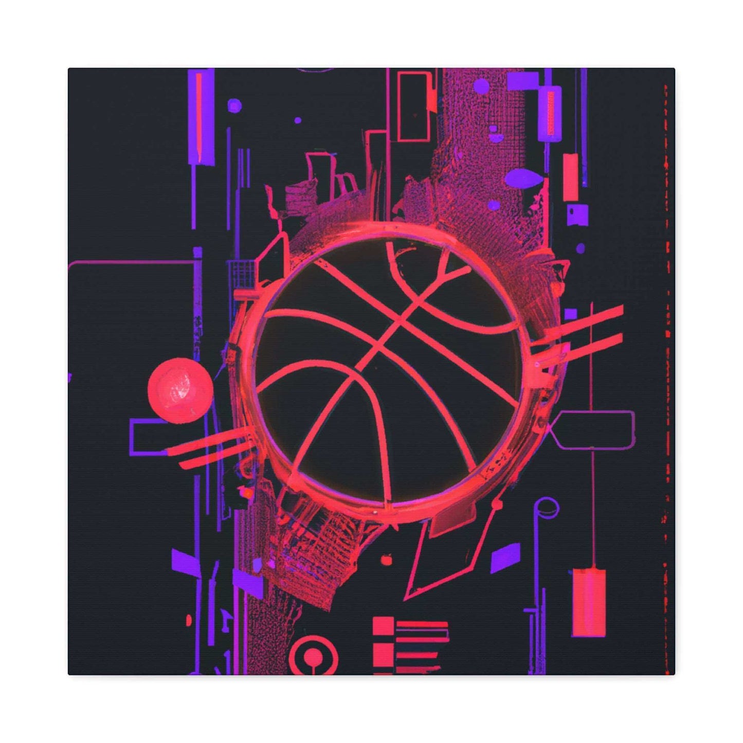 High-Tech Hoops: Basketball Canvas Print - Canvas - Basketball Art 