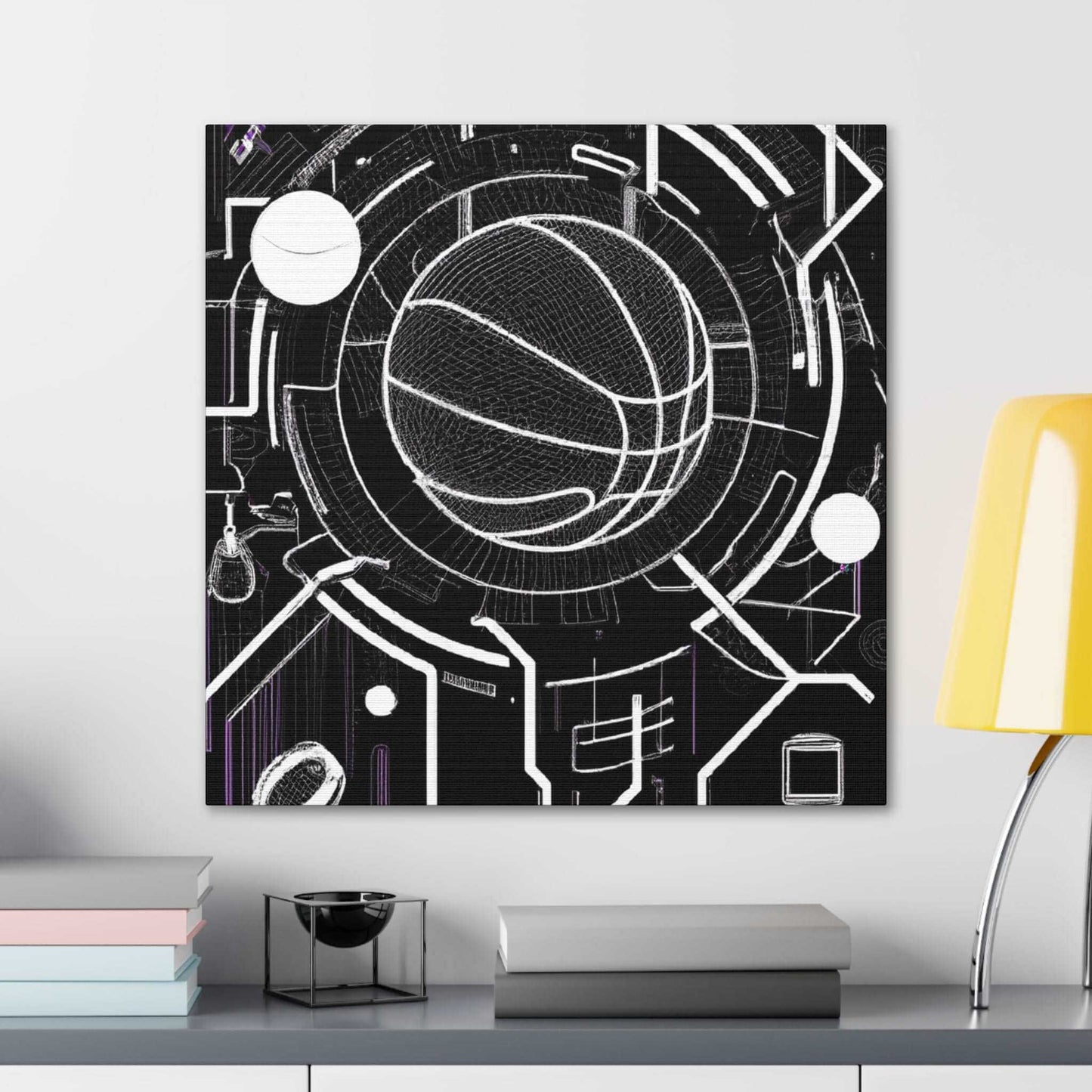 Neon Court: Basketball Dreamscapes Canvas Print - Canvas - Basketball Art 