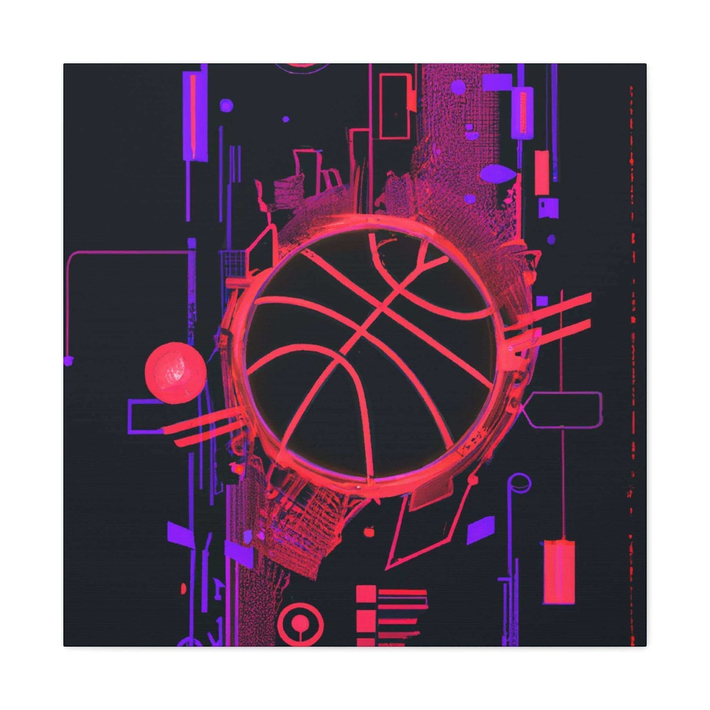 High-Tech Hoops: Basketball Canvas Print - Canvas - Basketball Art 