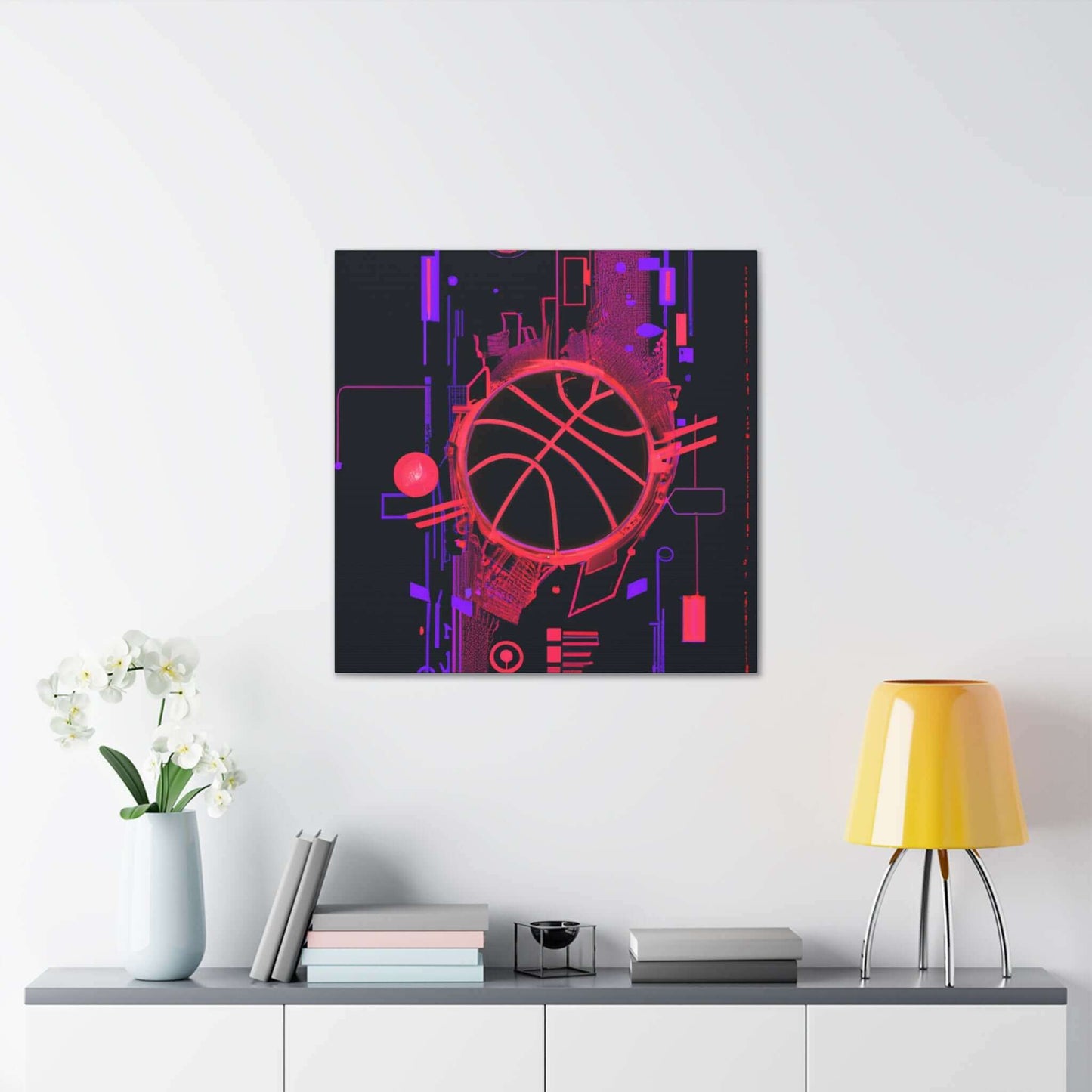 High-Tech Hoops: Basketball Canvas Print - Canvas - Basketball Art 