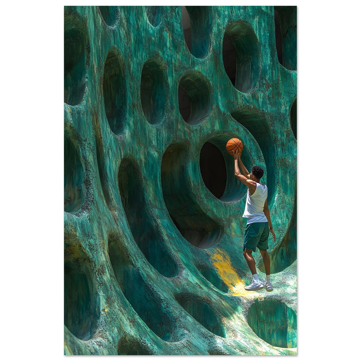 Alley Runner — limited-edition painterly basketball art print, The Labyrinth series by Alleyoop Arts