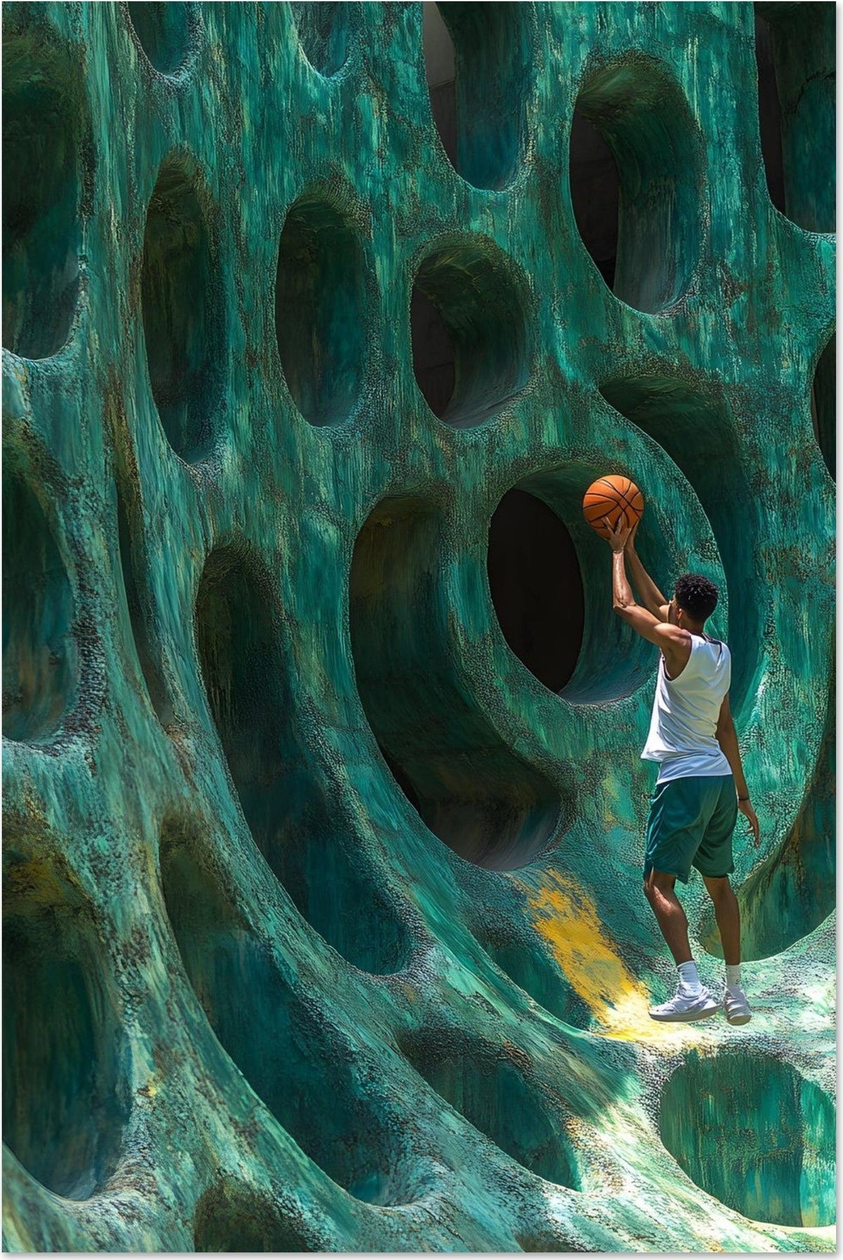 Alley Runner — limited-edition painterly basketball art print, The Labyrinth series by Alleyoop Arts