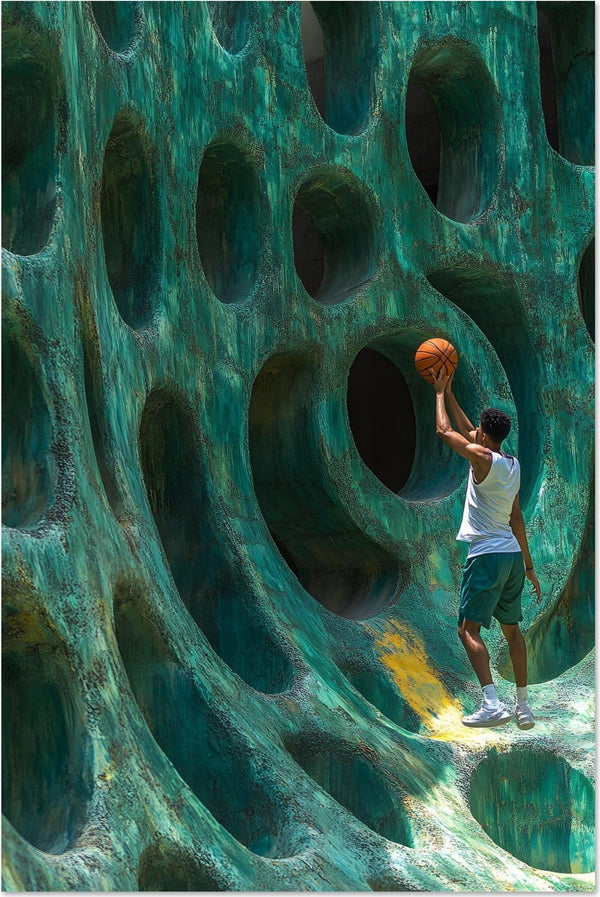 Alley Runner — limited-edition painterly basketball art print, The Labyrinth series by Alleyoop Arts