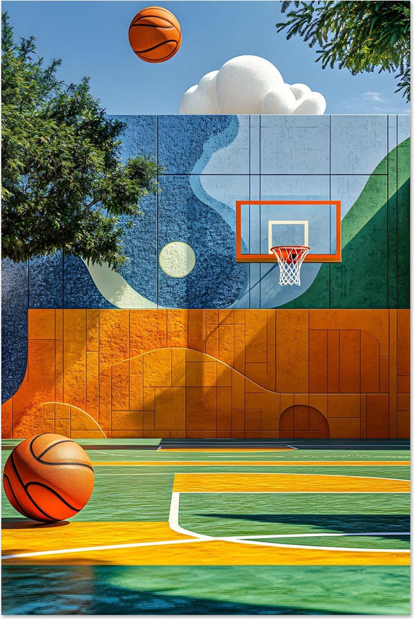 Bird's Eye Court — limited-edition overhead basketball court art print, The Court series by Alleyoop Arts