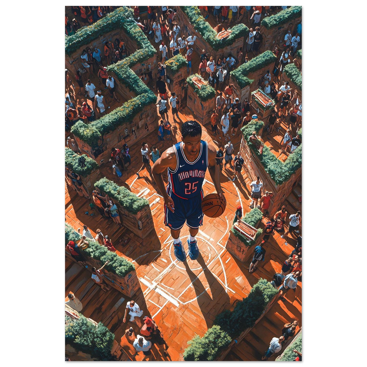 The Call — limited-edition modern basketball art print, The Labyrinth series by Alleyoop Arts