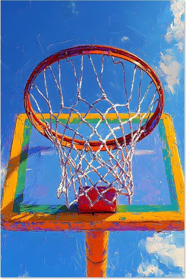 Close-Up Hoop — limited-edition minimalist basketball art print, The Court series by Alleyoop Arts