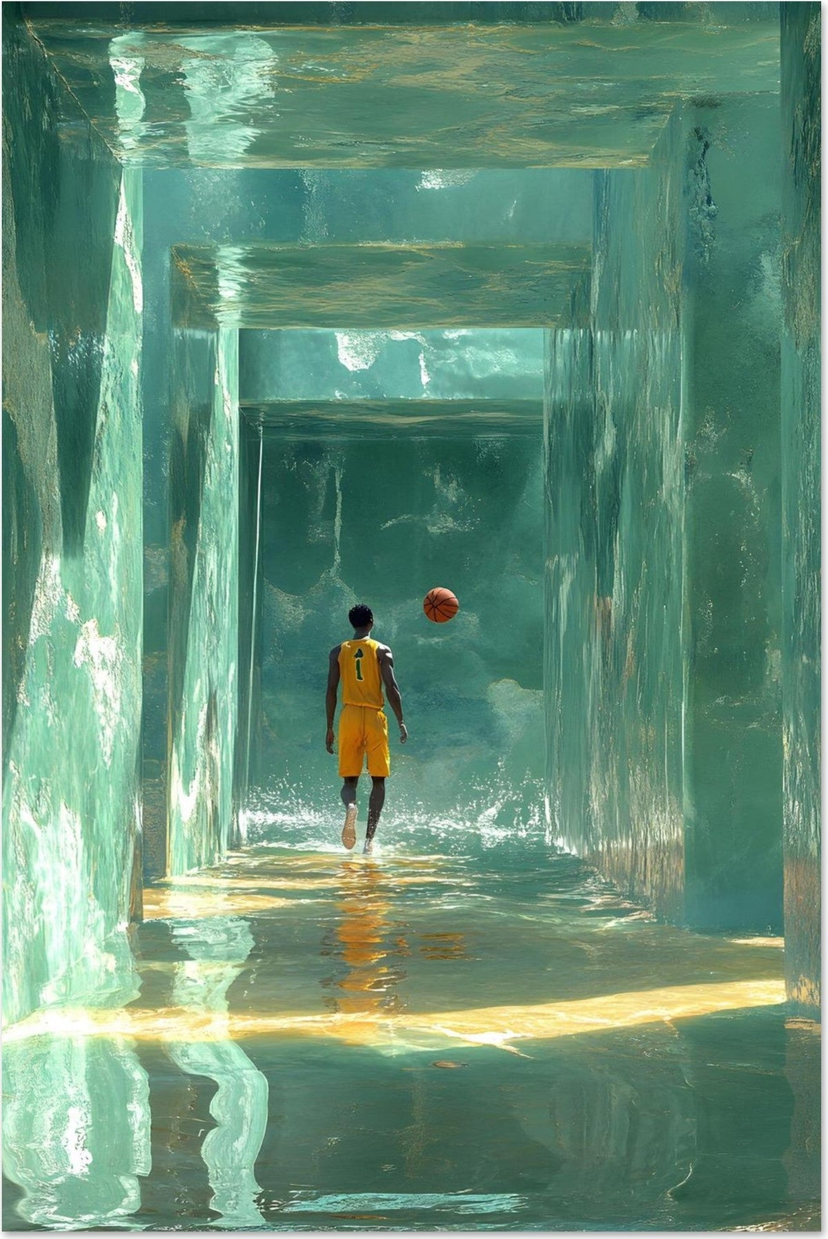 Contested — limited-edition modern basketball art print, The Labyrinth series by Alleyoop Arts