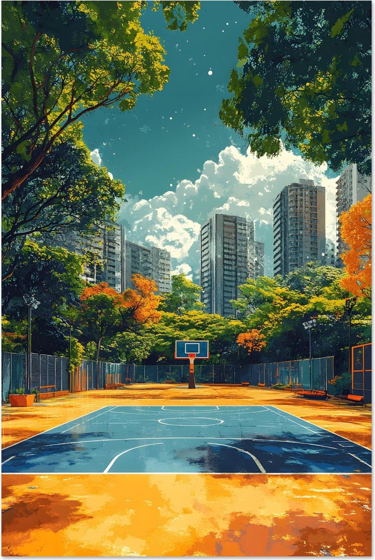 Court Lines — limited-edition basketball court art print, The Court series by Alleyoop Arts