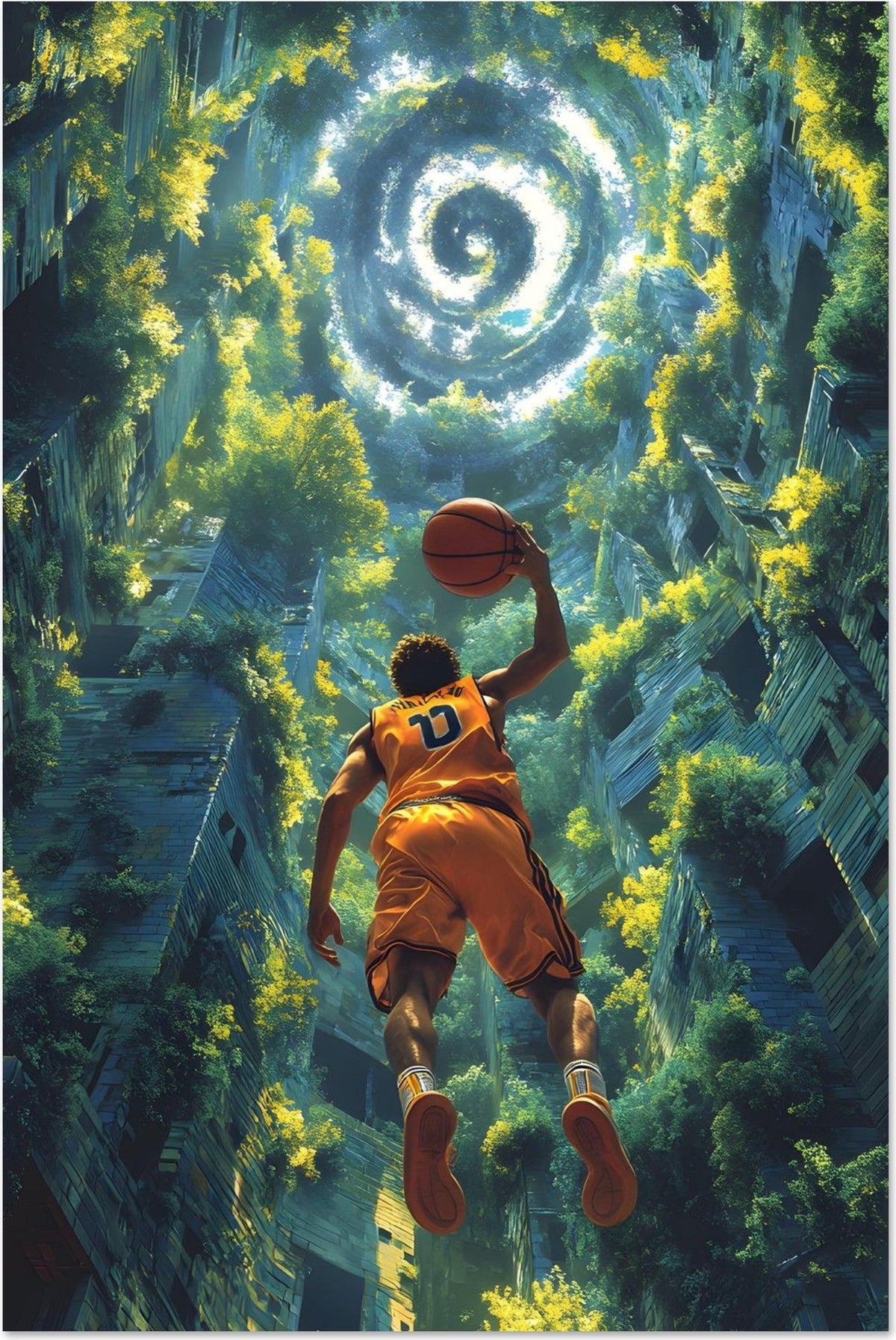 Daring — limited-edition abstract basketball art print, The Labyrinth series by Alleyoop Arts