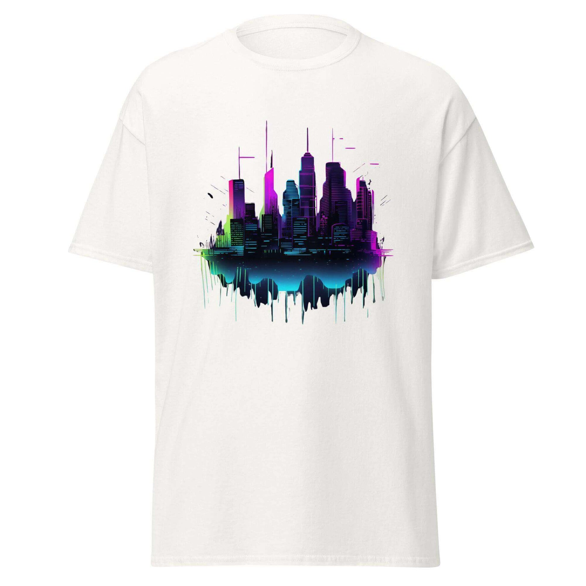 Digital Dawn Cityscape Graphic Tee - Graphic T-Shirt - Basketball Art 