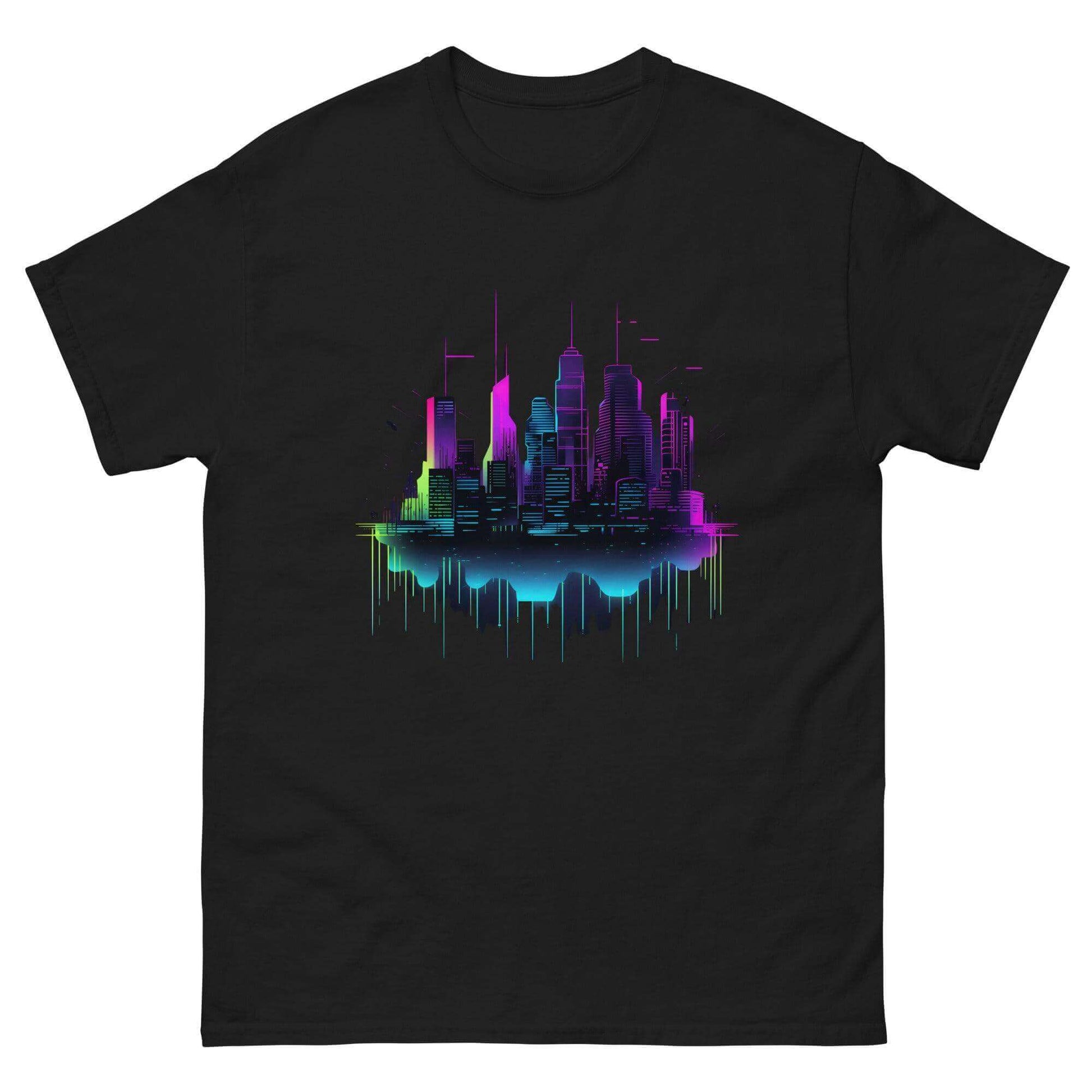 Digital Dawn Cityscape Graphic Tee - Graphic T-Shirt - Basketball Art 