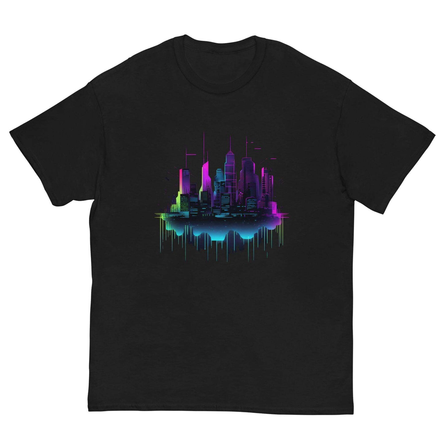 Digital Dawn Cityscape Graphic Tee - Graphic T-Shirt - Basketball Art 