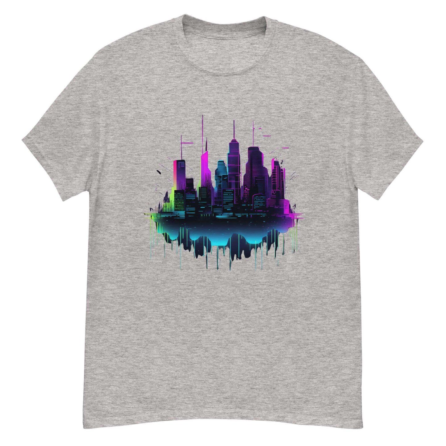 Digital Dawn Cityscape Graphic Tee - Graphic T-Shirt - Basketball Art 