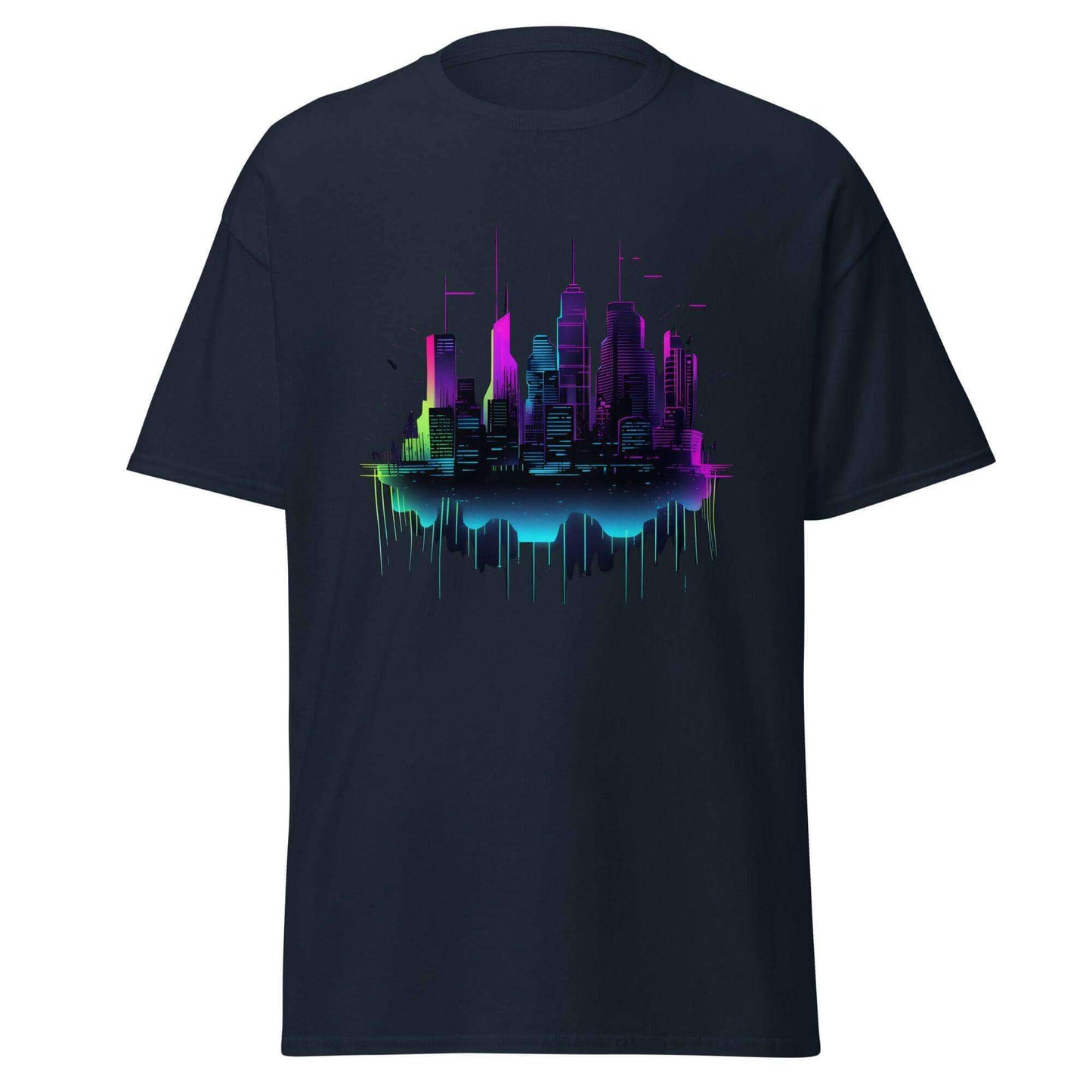 Digital Dawn Cityscape Graphic Tee - Graphic T-Shirt - Basketball Art 