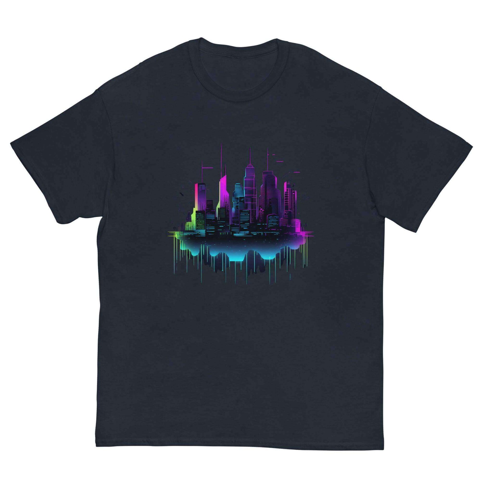 Digital Dawn Cityscape Graphic Tee - Graphic T-Shirt - Basketball Art 