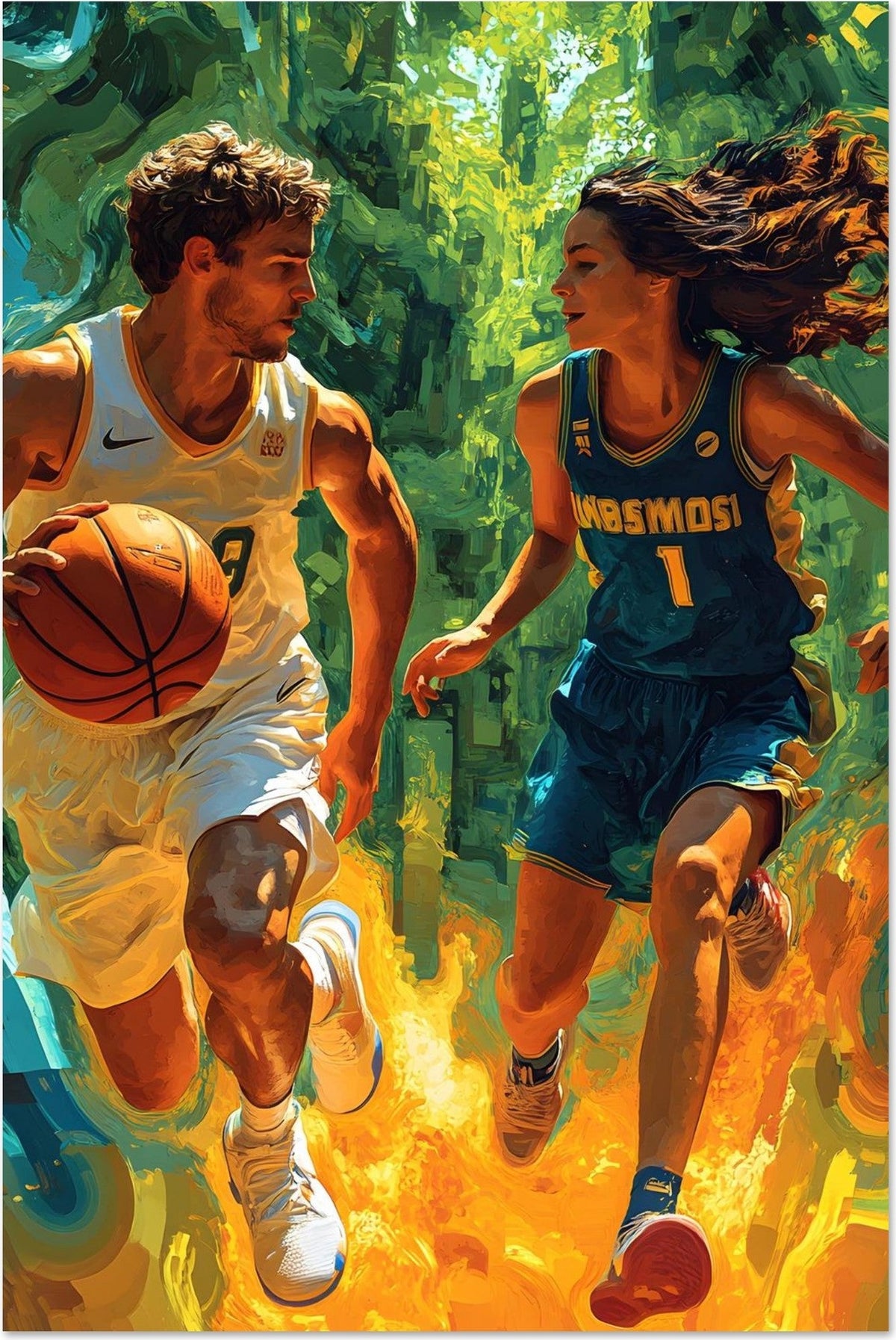 Eye to Eye — limited-edition basketball player art print, Portraits series by Alleyoop Arts