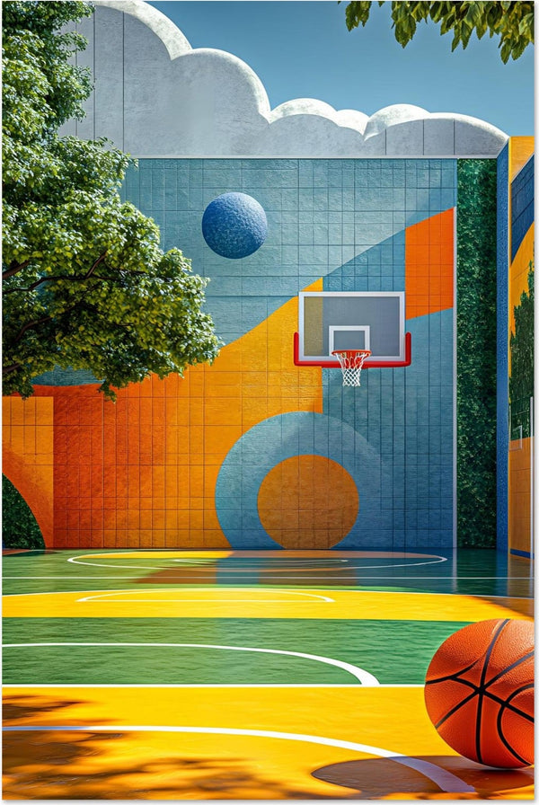 Half Court — limited-edition basketball court art print, The Court series by Alleyoop Arts