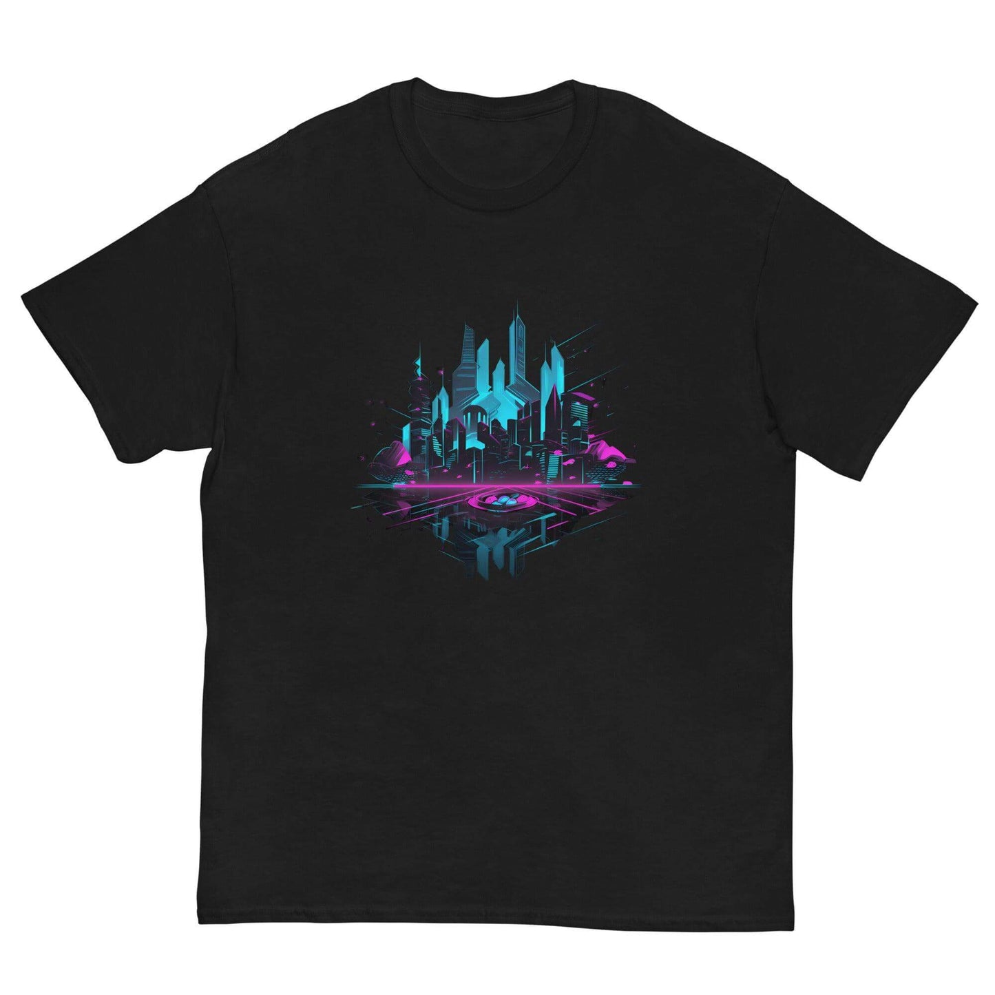 Neon AI Skyline Graphic Tee - Graphic T-Shirt - Basketball Art 