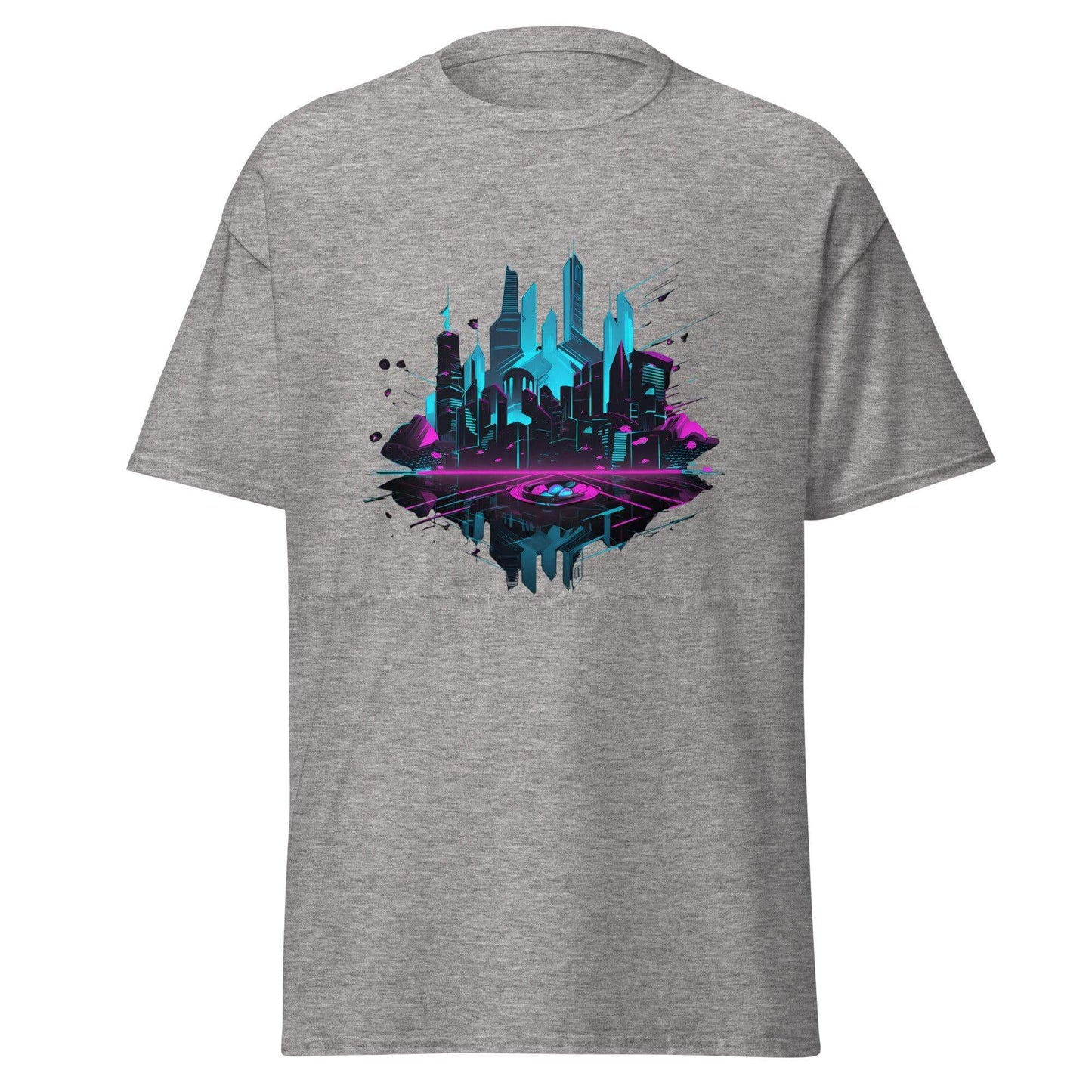 Neon AI Skyline Graphic Tee - Graphic T-Shirt - Basketball Art 