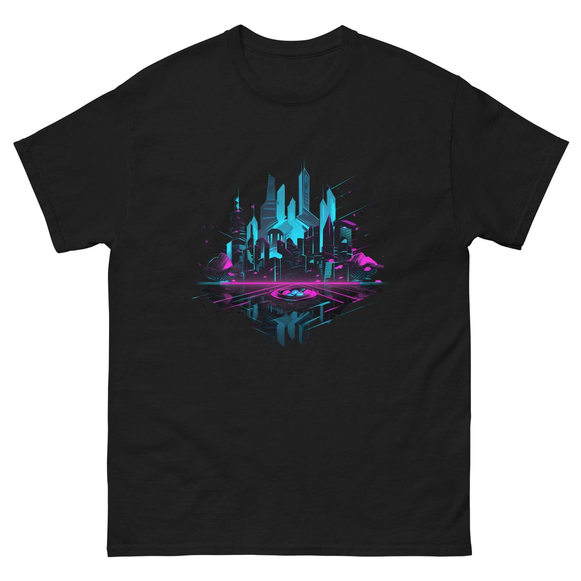 Neon AI Skyline Graphic Tee - Graphic T-Shirt - Basketball Art 