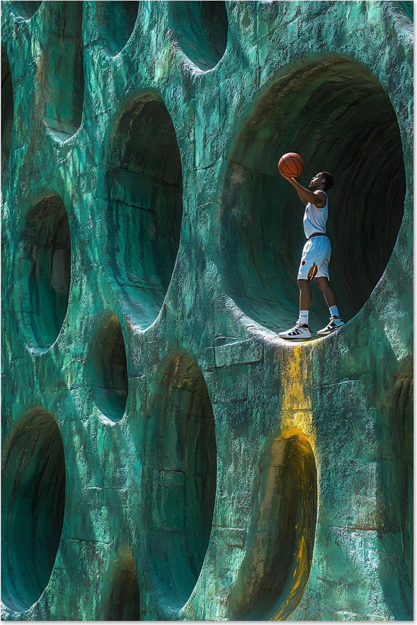 Release — limited-edition abstract basketball art print, The Labyrinth series by Alleyoop Arts