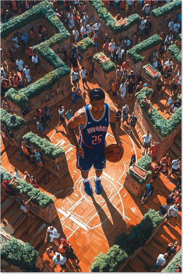 The Call — limited-edition modern basketball art print, The Labyrinth series by Alleyoop Arts